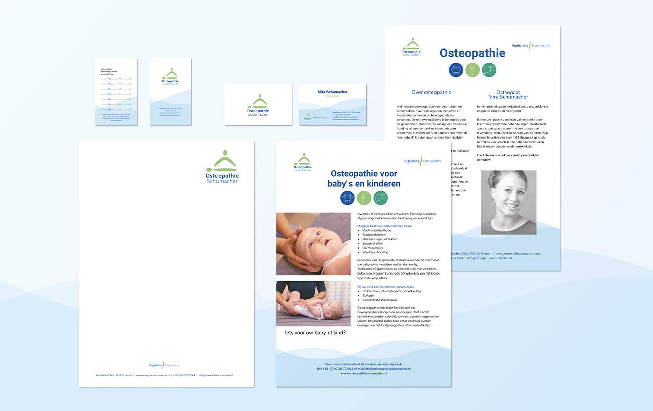 Geschäftsausstattung der Osteopathie Schumacher, Corporate Design