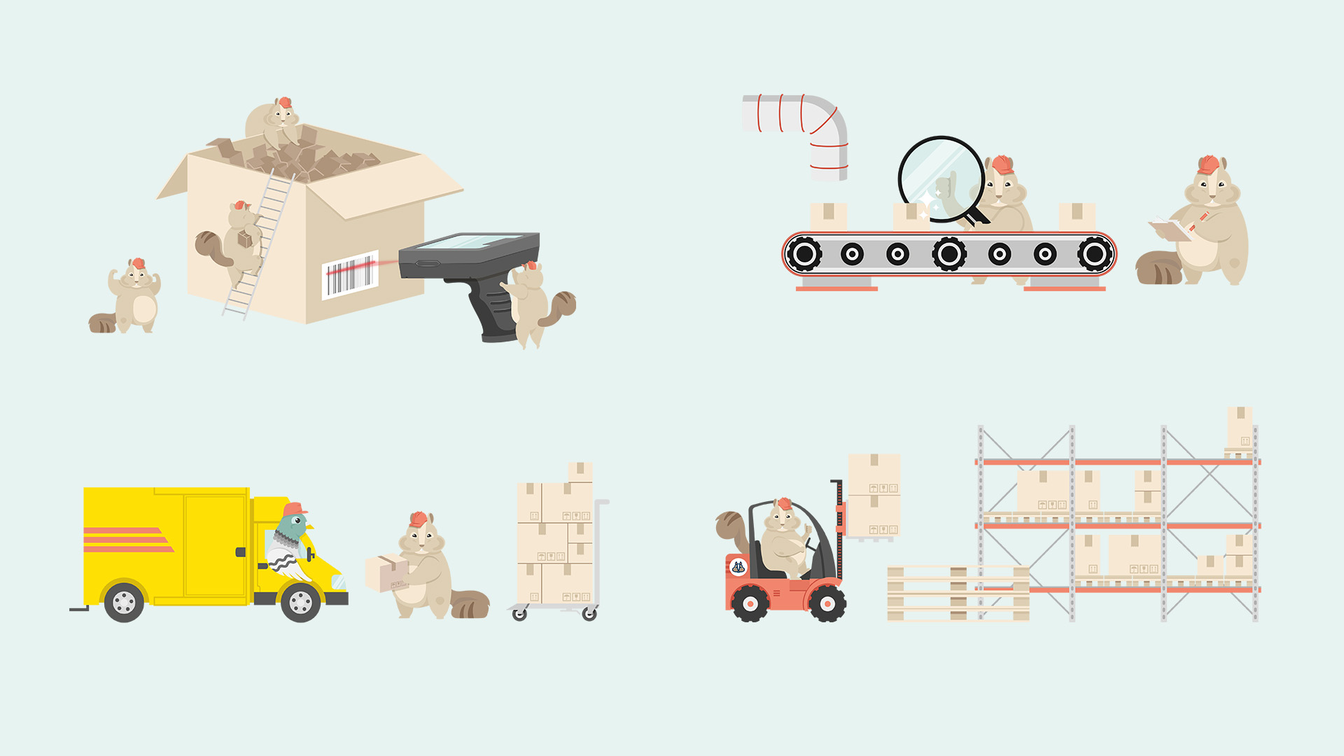 Shipmunks Illustration Arbeit im Lager