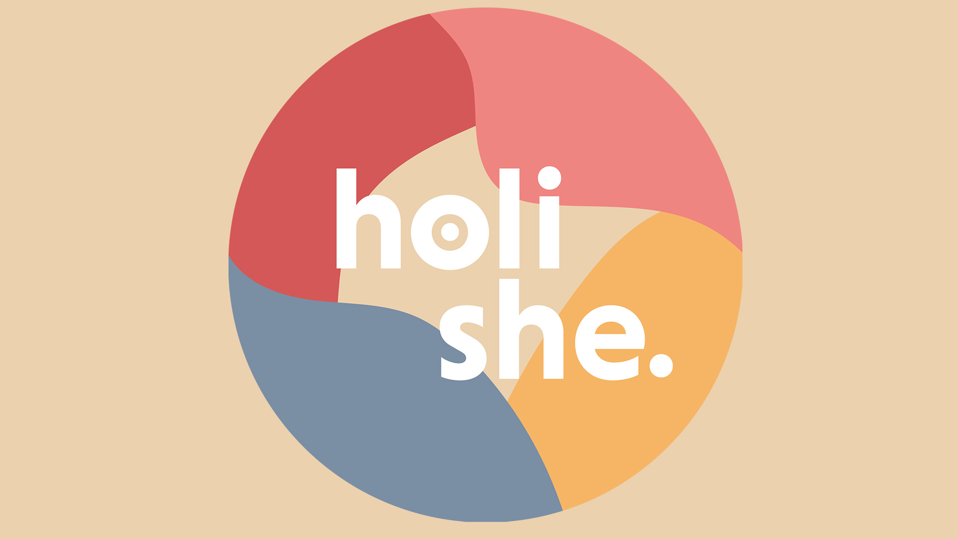 Holi She Logo Shrift vor buntem Kreis