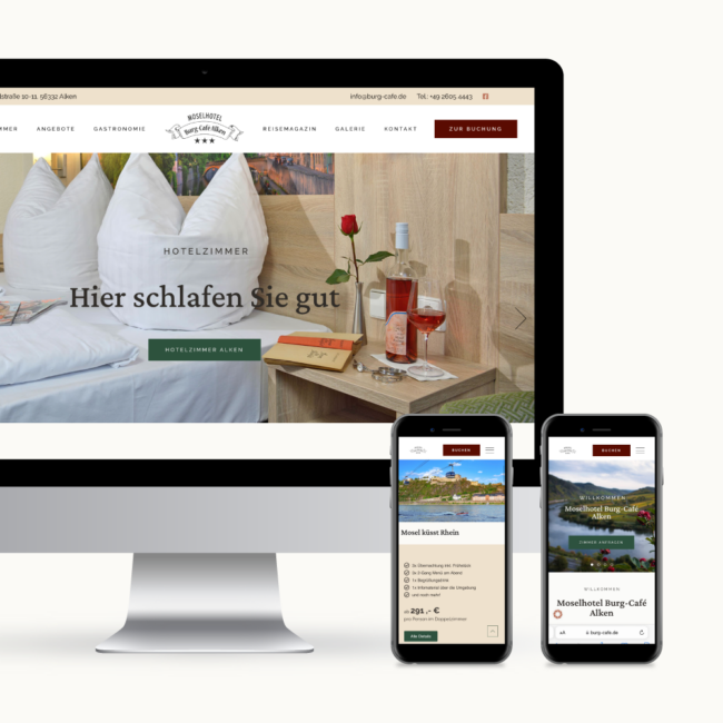 Webdesign für Moselhotel Burg Cafe Alken