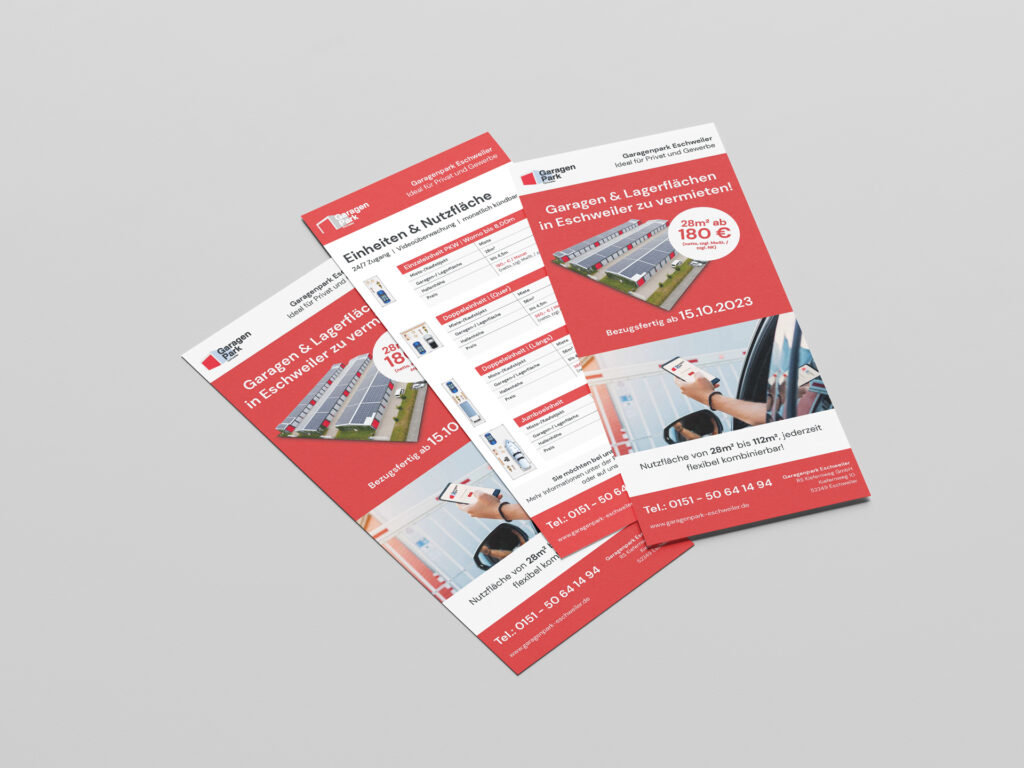 Garagenpark Eschweiler Druckprodukte Flyer