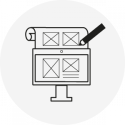 webdesign_icon Icon mit Stift Bildschirm und Papier